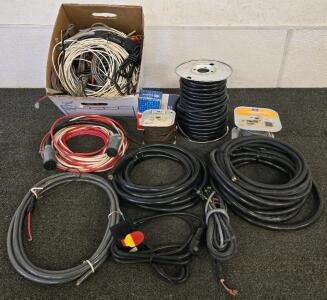 Bulk Lot Assorted Electrical Wiring & Cables, Spools, Connectors, 200&ndash;400 ft, Multi-Gauge