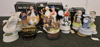 San Francisco Music Box Co. Porcelain Musical Boxes&mdash;Carousel, Clowns, Animals, Kids (1980s, Lot)