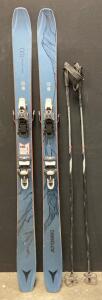 Atomic Bent Chetler 100 70&rdquo; All-Mountain Skis with Bindings & Poles, Blue/Orange
