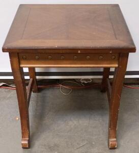 Vintage Solid Wood End Table, Nailhead Detail, Cabriole Legs, 24"x24"x22"