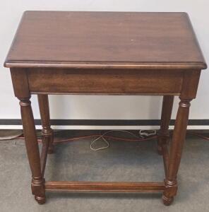 Traditional Wooden Side Table, Turned Legs, Approx 30"x18"x30", Medium-Dark Finish