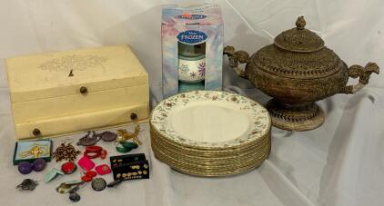 Decorative Bowl, Plates, Jewelry W/ Jewelry Box & More