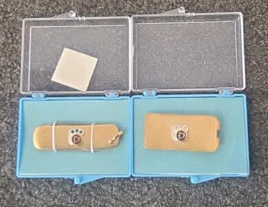 Custom Gold-Plated Swiss Army Knife & Money Clip Set, BMS Logo, Boxed, Gem Detail