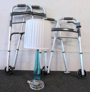 Drive Two-Wheel Folding Walkers, Aluminum Frame, 350 lb Capacity, Height Adjustable, Pair