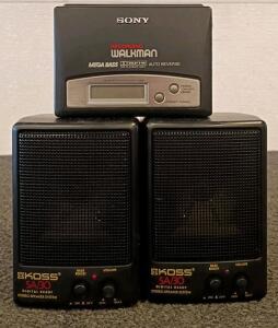 Sony WM-FX Walkman Cassette Recorder w/ Koss SA/30 Speakers, Mega Bass, Auto Reverse, 243904