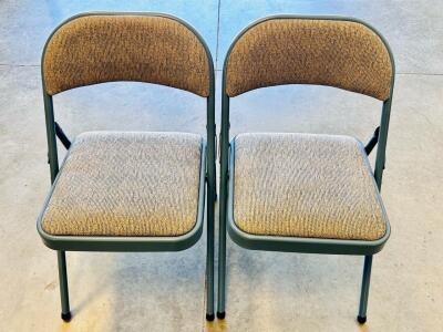 2 Metal Folding Chairs with Padded Seats/Backs, Blue Frame, Commercial Grade, 300 lb Capacity