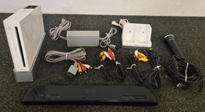Nintendo Wii Console White with Stand, Sensor Bar, AV Cable, Nyko Charger, USB Disney Microphone