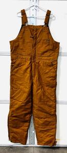 Brahma Insulated Work Bib Overalls, Brown, Size Large, Canvas, Zip Legs, Made in Bangladesh