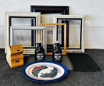 The Rock Roasting Pan, Chicago Cutlery Block, 5 Frames, Barbarian Brewing Growlers, Platter Lot