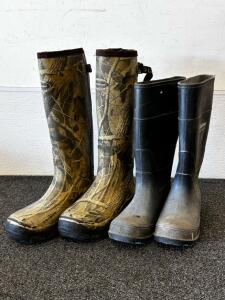 LaCrosse AlphaBurly Pro 18" Camo Boots Size 12 with Stock No. 200005 & LaCrosse 16" Black Work Boots Size 9