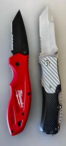 Milwaukee Fastback 48-22-1996 & 2819 Tanto Folding Knives, Combo Edge, Pocket Clips