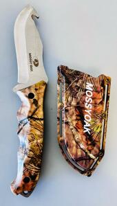 Mossy Oak Fixed Blade Hunting Knife Gut Hook 8.75" Camo Handle w/ Sheath