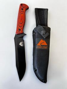 Ozark Trail Fixed Blade Outdoor Knife 11" Red Wood Handle, 6" Stainless Blade, Sheath