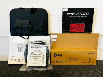 XINQIAO Third Hand Support 18.5"-29.5", RedANGEL 22"/20" Monitor Privacy Filters, Backseat Car Organizer, Privacy Filter (2-pack 20"), Arm Rest Pillow and Warmboy Chunky Slouchy Beanies (3-Pack)