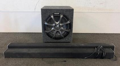 Vizio SB3621n-E8 2.1 Bluetooth Soundbar & SB4051, Kicker 12" Subwoofer Ported Enclosure (1 Power Cord Provided and Tested Soundbars and They Power On)