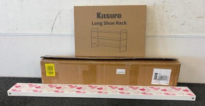 (1) Industrial Pipe Clothing rack, (1) Kitsure Extra-Long Shoe Rack For Closet, And (1) Invisible Folding Clothes Rack!!