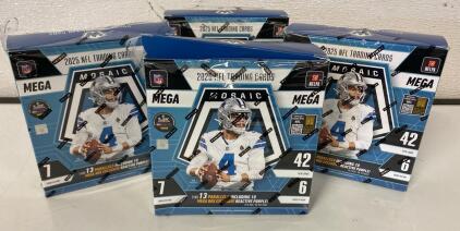 2025 Panini Mosaic NFL Mega Box Lot (4 Opened) + NBA & NFL Loose Cards, Parallels