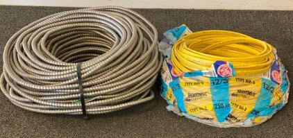 Romex SIMpull NM-B 12/3 250ft Copper Indoor Wire & MC 12/3 Armored Cable Coils