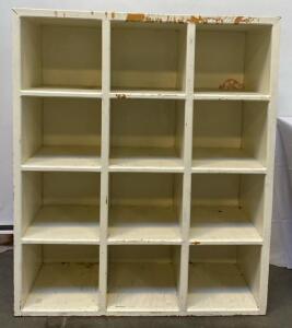 12-Compartment Wooden Cubby Shelf, Off-White, Floor Unit, Heavy Duty Storage