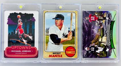 Custom Michael Jordan Uptowns, Mickey Mantle Yankees, Tom Brady Downtown Sports Trading Cards