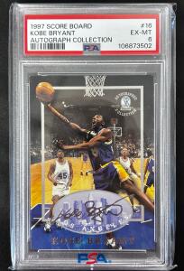 1997 Score Board Kobe Bryant #16 Autograph Collection PSA 6, Signed, Los Angeles Lakers Rookie Card