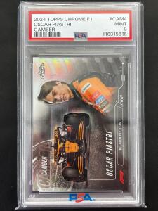 2024 Topps Chrome F1 Oscar Piastri CAM-4 Camber PSA 9 Mint McLaren Card Chrome Refractor
