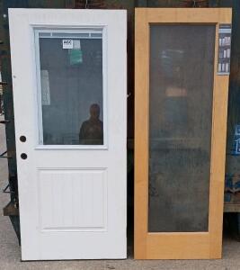 Exterior White Half-Lite Glass Door 36"x80" and Interior Decorative Obscured Glass Door 30"x80"