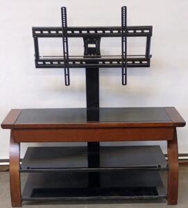 TV Stand with Universal Mount, Fits up to 65" TVs, 3 Glass Shelves, Cable Management, Wood & Metal