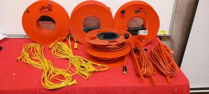 Heavy Duty 12/3 AWG Extension Cords & Plastic Cord Reels, 50 ft + 25 ft, 9 Pieces Total