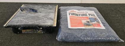 Chicago Electric 4&rdquo; Tabletop Wet Tile Saw, 0.75 HP, 120V, 15"x16" Table, Model 69231 & Furniture Pad 68" x 85"