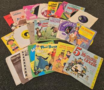 Vintage Lot Children&rsquo;s 45 RPM Records - Disney, Woody Woodpecker, Flintstones, Mother Goose