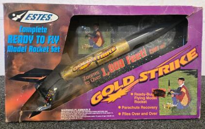 Vintage Estes Gold Strike Ready-to-Fly Model Rocket Set, Launch Pad, Controller, 1,000 ft Altitude, Boxed