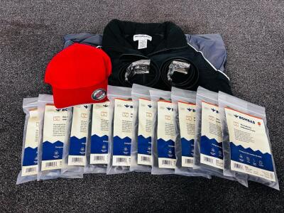 Large Lot: Bombas M/L Underwear, WearGuard XL Jacket, Red Cap, 2 FlexFit Belts, New/Like New