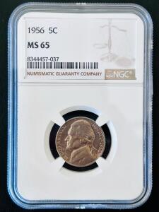 1956 Jefferson Nickel MS 65 NGC Certified, Philadelphia Mint, 5c Coin