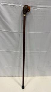 Vintage 32&rdquo; Wooden Walking Stick With Carved Eagle Top