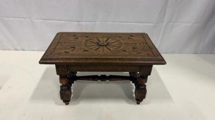 Antique Miniature French Carved Oak Stool