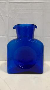 BLENKO Vintage 384 Glass Cobalt Double-Spout Water Pitcher Vase