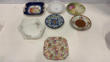 Antique R Bavaria Porcelain Serving Plate, Cobalt Blue & Gold, Handled, Floral Hand Painted & More