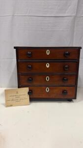 Antique Sheraton Miniature Jewelry 4-Drawer Chest Circa 1830s