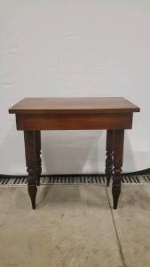 Traditional Wooden Table with Turned Legs, Approx. 30" x 18" x 30"
