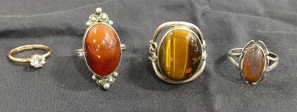 (4) Unique Natural Gemstone Rings