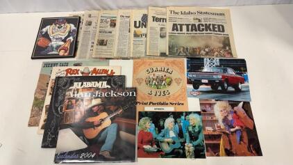 (4) Vintage Vinyl Records Including Alan Jackson (1) Currier & Ives Print Portfolio Sport Series & More