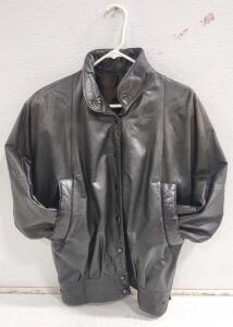 Vintage Black Leather Jacket, Likely from the Brand Pelle or a Similar Style from the 1980s