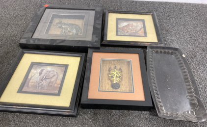 Framed Pictures And Candle Plate