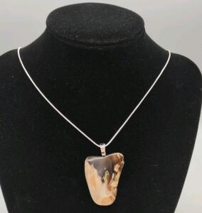 38.60ct. Natural Beautiful Agate Gemstone 23" .925 Necklace