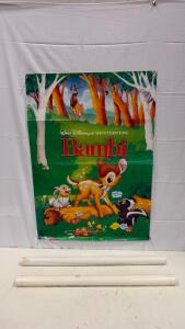 (3) Vintage 27&rdquo;x40&rdquo; Walt Disney Posters Including Rodger Rabbit And Bambi