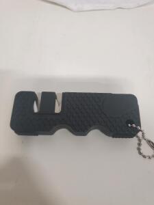 Compact 2-Stage Pocket Knife Sharpener, Dual Carbide/Ceramic Slots, Keychain, Black