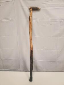 Handcrafted Wooden Walking Stick with Deer Antler Handle and Rubber Tip, 36-39&rdquo; Length