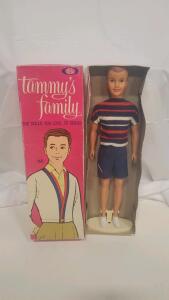 1963 Ideal Tammy's Family Ted Doll, 12" Vinyl, Original Outfit, Stand, Box, Made in USA