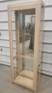 Light Wood & Glass Display Cabinet, 72"x24"x12", Interior Lighting, Rounded Corners